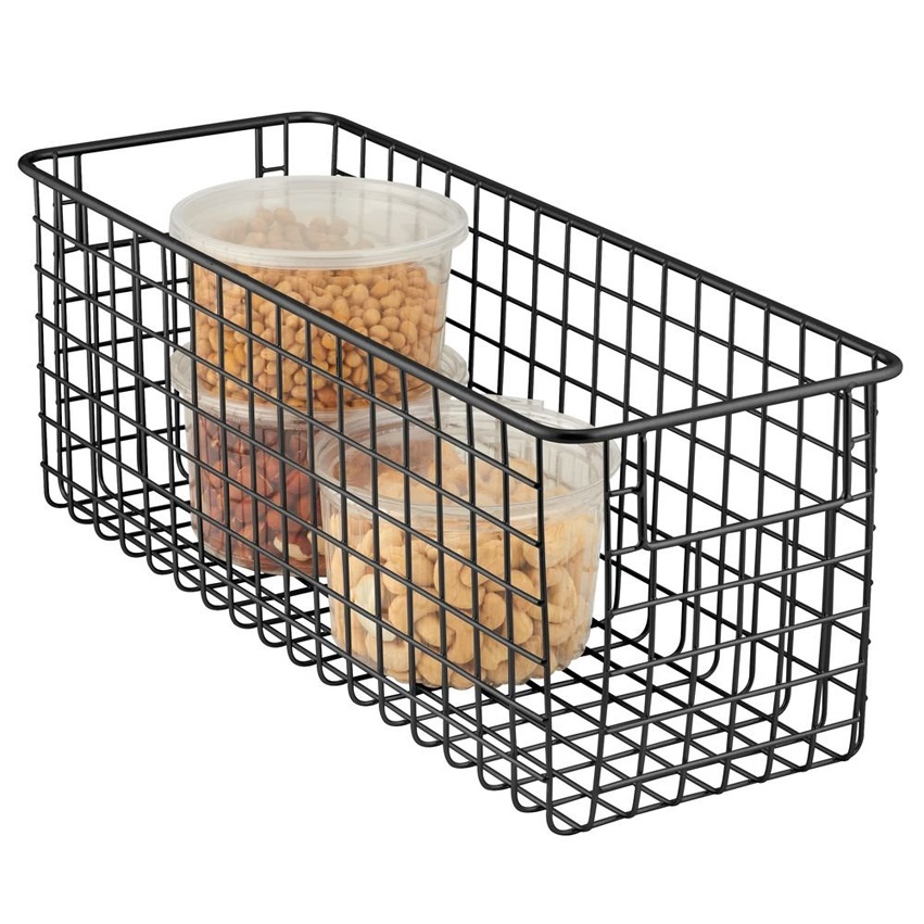 Metal wire Storage Organizer fruit Basket with Handles for Kitchen Cabinets, Pantry, Bathroom, Laundry Room, Closets, Garage