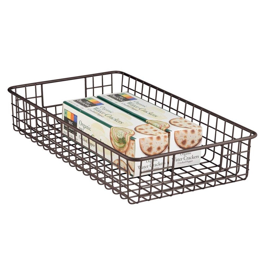 Metal wire Storage Organizer fruit Basket with Handles for Kitchen Cabinets, Pantry, Bathroom, Laundry Room, Closets, Garage